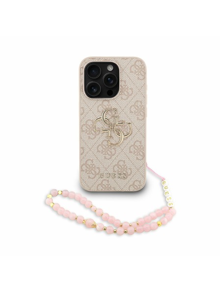 Guess Guess PU 4G Metal Logo Strap Заден калъф за iPhone 15 Pro Max Pink