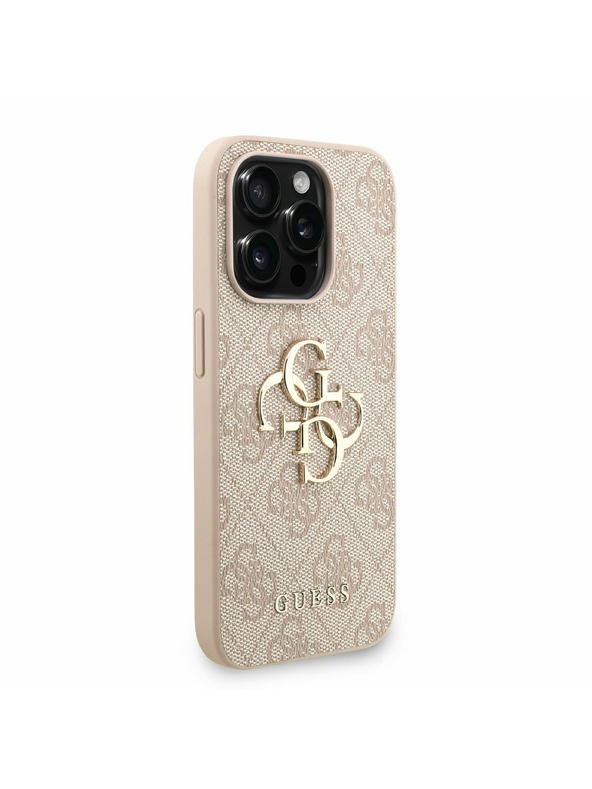 Guess Guess PU 4G Metal Logo Strap Заден калъф за iPhone 15 Pro Max Pink