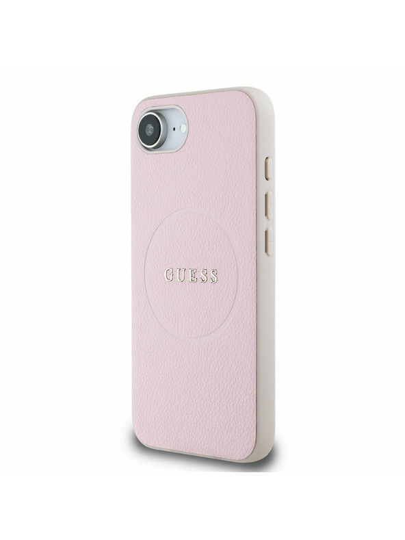 Guess Guess PU Grained Classic Logo MagSafe Заден калъф за iPhone 16e Pink