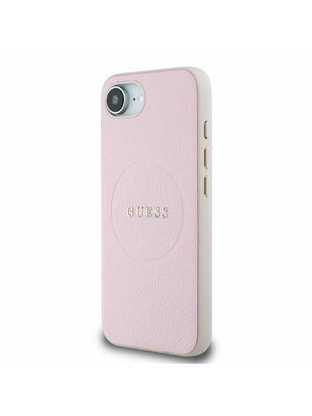 Guess Guess PU Grained Classic Logo MagSafe Заден калъф за iPhone 16e Pink