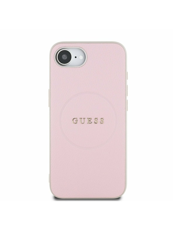 Guess Guess PU Grained Classic Logo MagSafe Заден калъф за iPhone 16e Pink