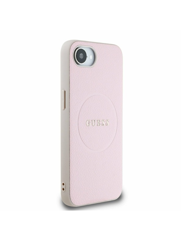 Guess Guess PU Grained Classic Logo MagSafe Заден калъф за iPhone 16e Pink