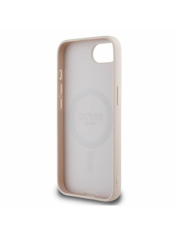 Guess Guess PU Grained Classic Logo MagSafe Заден калъф за iPhone 16e Pink