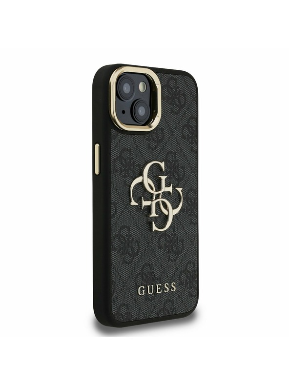 Guess Guess PU 4G Metal Logo Stand Camera Frame Заден калъф за iPhone 14 Black