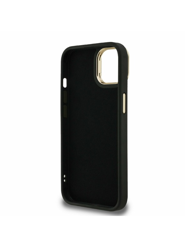 Guess Guess PU 4G Metal Logo Stand Camera Frame Заден калъф за iPhone 14 Black