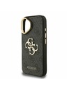 Guess Guess PU 4G Metal Logo Stand Camera Frame Заден калъф за iPhone 16 Black