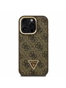 Guess Guess PU 4G Strass Triangle Logo Stand Camera Frame MagSafe Заден калъф за iPhone 15 Pro Max Brown