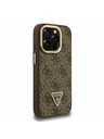Guess Guess PU 4G Strass Triangle Logo Stand Camera Frame MagSafe Заден калъф за iPhone 15 Pro Max Brown