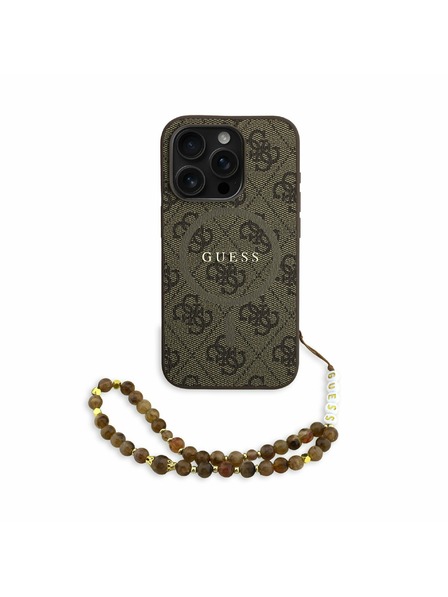 Guess Guess PU Leather 4G Colored Ring Strap MagSafe Заден калъф за iPhone 15 Pro Brown
