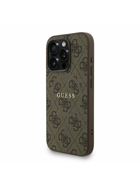 Guess Guess PU Leather 4G Colored Ring Strap MagSafe Заден калъф за iPhone 15 Pro Brown
