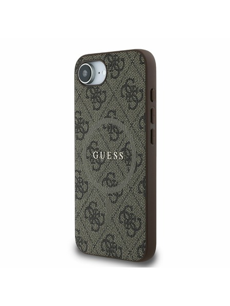 Guess Guess PU Leather 4G Colored Ring MagSafe Заден калъф за iPhone 16e Brown