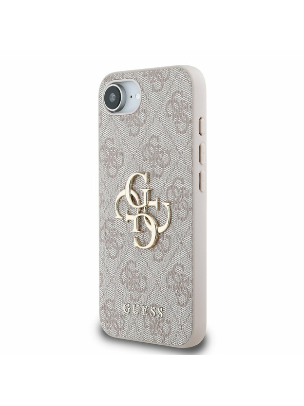 Guess Guess PU 4G Metal Logo Заден калъф за iPhone 16e Pink