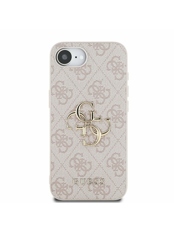 Guess Guess PU 4G Metal Logo Заден калъф за iPhone 16e Pink