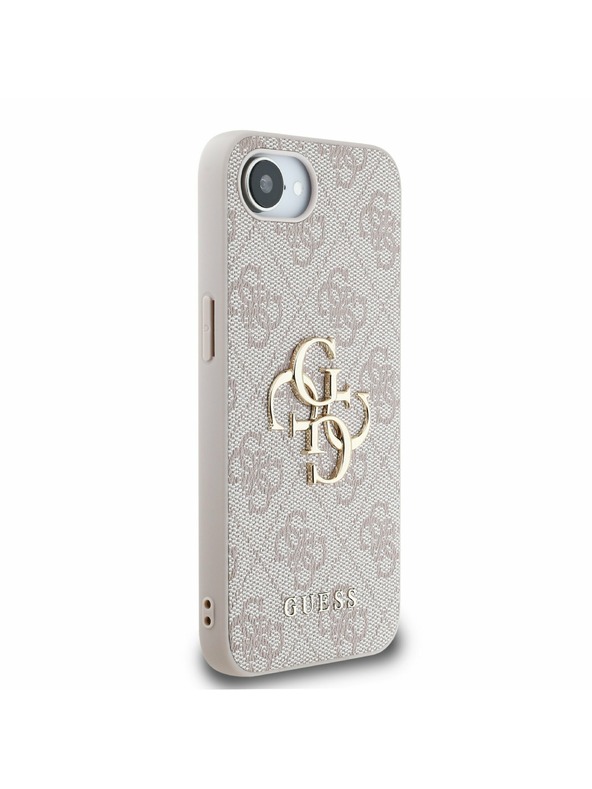 Guess Guess PU 4G Metal Logo Заден калъф за iPhone 16e Pink