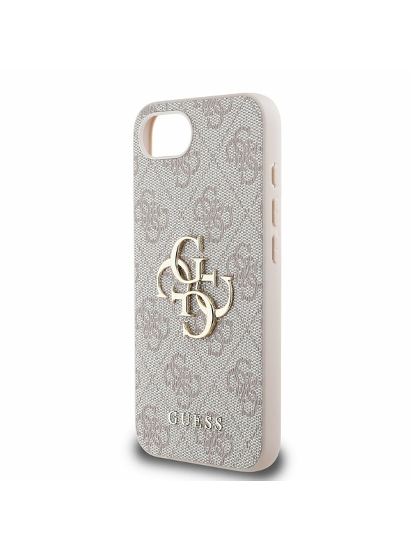 Guess Guess PU 4G Metal Logo Заден калъф за iPhone 16e Pink
