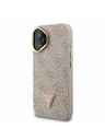 Guess Guess PU 4G Strass Triangle Logo Stand Camera Frame MagSafe Заден калъф за iPhone 16 Pink