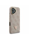 Guess Guess PU 4G Strass Triangle Logo Stand Camera Frame MagSafe Заден калъф за iPhone 16 Pink