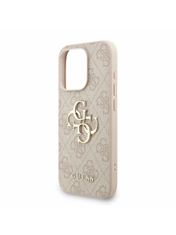 Guess Guess PU 4G Metal Logo Strap Заден калъф за iPhone 15 Pro Pink