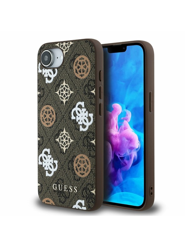 Guess Guess PU 4G Peony MagSafe Заден калъф за iPhone 16e Brown