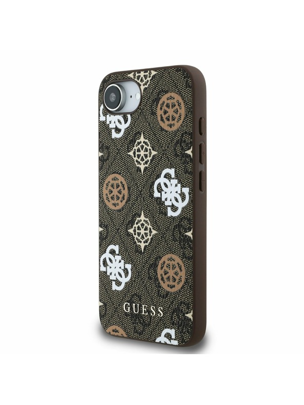 Guess Guess PU 4G Peony MagSafe Заден калъф за iPhone 16e Brown