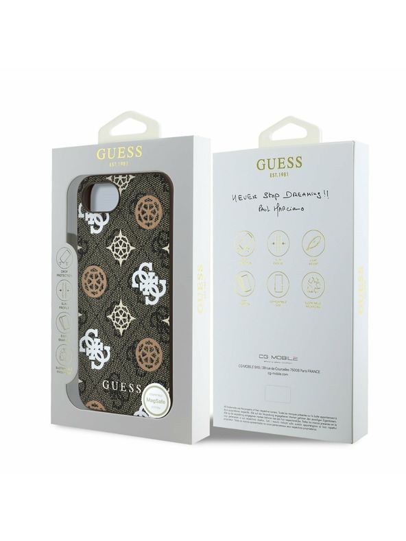 Guess Guess PU 4G Peony MagSafe Заден калъф за iPhone 16e Brown