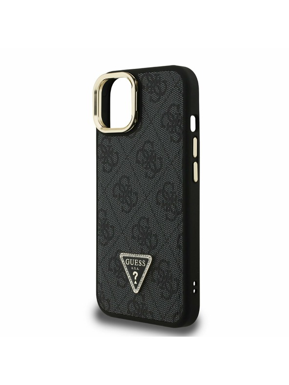 Guess Guess PU 4G Strass Triangle Logo Stand Camera Frame MagSafe Заден калъф за iPhone 13 Black