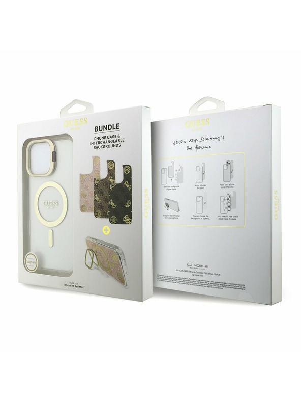 Guess Guess PC/TPU Електрополиран Стойка за камера MagSafe Заден капак със сменяем гръб за iPhone 16 Pro Max