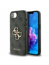 Guess Guess PU 4G Метален лого Заден капак за iPhone 16e Сив