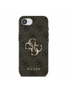 Guess Guess PU 4G Метален лого Заден капак за iPhone 16e Сив