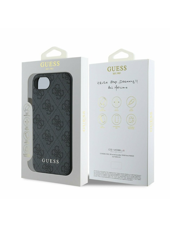 Guess Guess 4G Charm Заден калъф за iPhone 16e Tone on Tone Grey