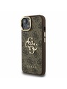 Guess Guess PU 4G Metal Logo Stand Camera Frame Заден калъф за iPhone 15 Brown