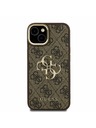 Guess Guess PU 4G Metal Logo Stand Camera Frame Заден калъф за iPhone 15 Brown