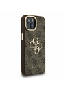 Guess Guess PU 4G Metal Logo Stand Camera Frame Заден калъф за iPhone 15 Brown
