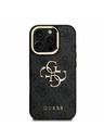 Guess Guess PU 4G Metal Logo Stand Camera Frame Заден калъф за iPhone 16 Pro Black