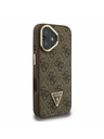 Guess Guess PU 4G Strass Triangle Logo Stand Camera Frame MagSafe Заден калъф за iPhone 16 Brown