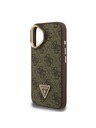Guess Guess PU 4G Strass Triangle Logo Stand Camera Frame MagSafe Заден калъф за iPhone 16 Brown