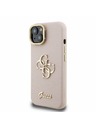 Guess Guess PU Grained 4G Logo Stand Camera Frame Заден калъф за iPhone 15 Pink
