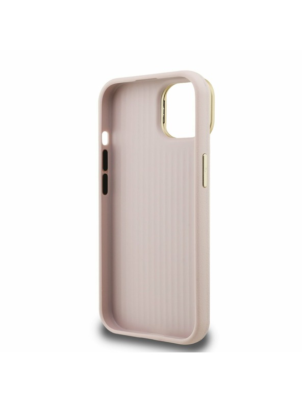 Guess Guess PU Grained 4G Logo Stand Camera Frame Заден калъф за iPhone 15 Pink