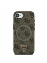 Guess Guess PU 4G Strass Triangle Metal Logo Заден калъф за iPhone 16e Brown