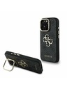 Guess Guess PU 4G Metal Logo Stand Camera Frame Заден калъф за iPhone 16 Pro Max Black
