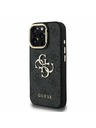 Guess Guess PU 4G Metal Logo Stand Camera Frame Заден калъф за iPhone 16 Pro Max Black