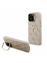 Guess Guess PU 4G Metal Logo Stand Camera Frame Заден калъф за iPhone 15 Pro Pink