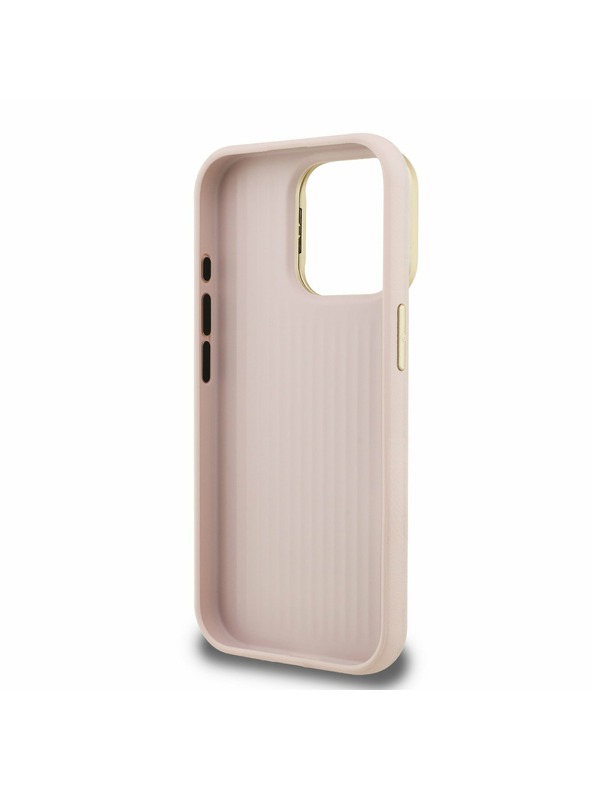 Guess Guess PU Grained 4G Logo Stand Camera Frame Заден калъф за iPhone 15 Pro Max Pink