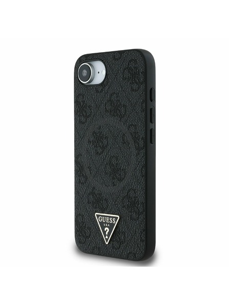 Guess Guess PU 4G Strass Triangle Metal Logo Заден калъф за iPhone 16e Black