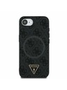 Guess Guess PU 4G Strass Triangle Metal Logo Заден калъф за iPhone 16e Black