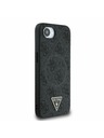 Guess Guess PU 4G Strass Triangle Metal Logo Заден калъф за iPhone 16e Black