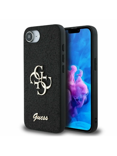 Guess Guess PU Fixed Glitter 4G Metal Logo Заден калъф за iPhone 16e Black