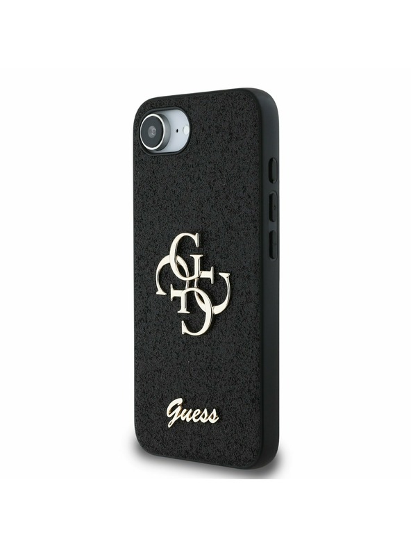 Guess Guess PU Fixed Glitter 4G Metal Logo Заден калъф за iPhone 16e Black