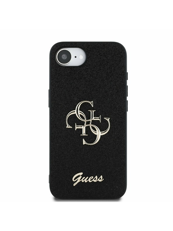 Guess Guess PU Fixed Glitter 4G Metal Logo Заден калъф за iPhone 16e Black