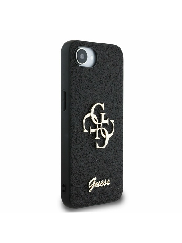 Guess Guess PU Fixed Glitter 4G Metal Logo Заден калъф за iPhone 16e Black